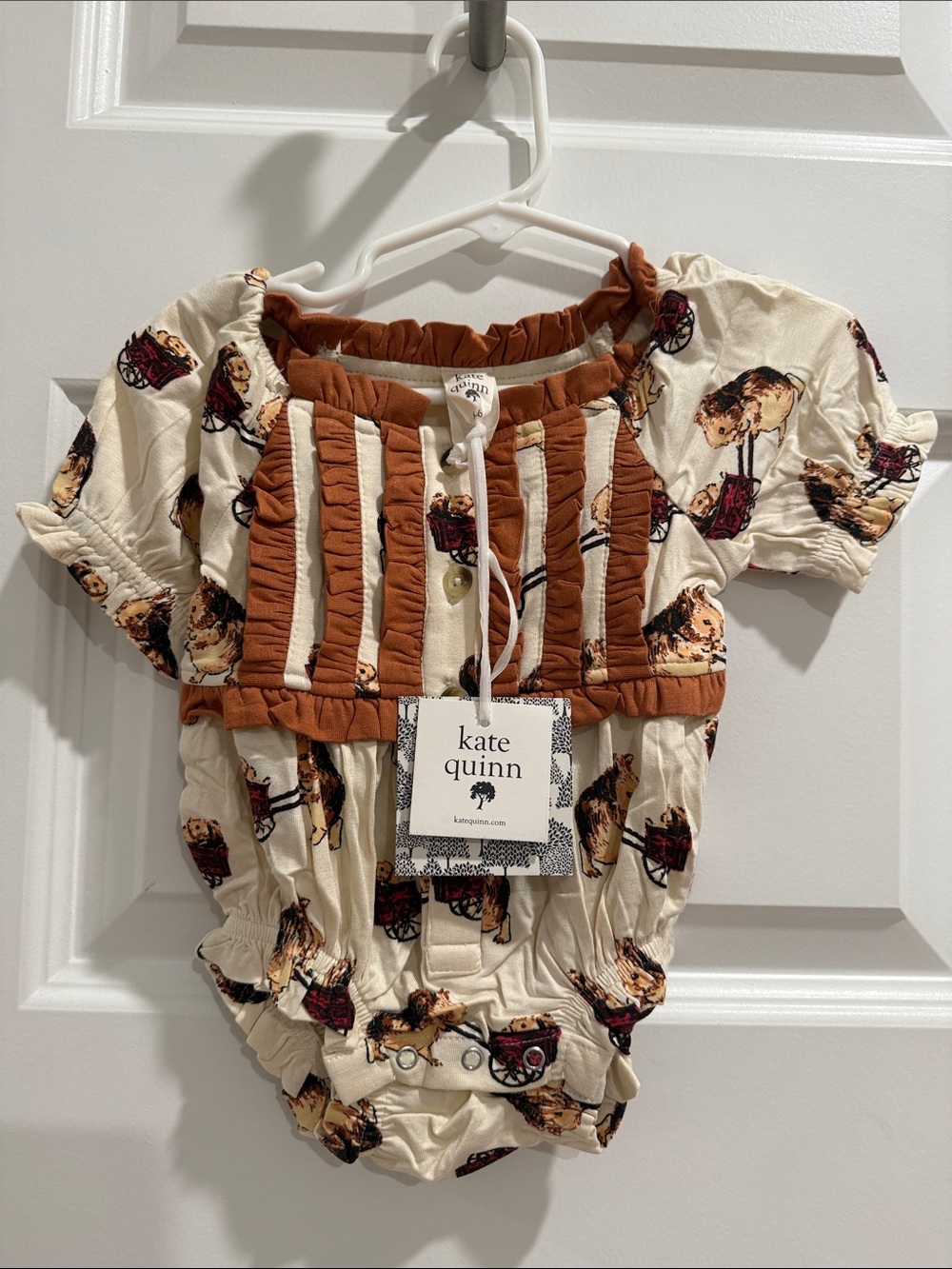 Kate Quinn Short Sleeve Woodland Ruffle Bubble- Guinea Pig